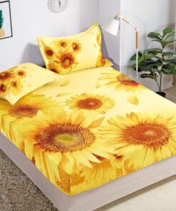 Husa de pat cu elastic,3D,Bumbac Finet, pentru pat de 2 persoane + 2 fete de perna JOJO Home