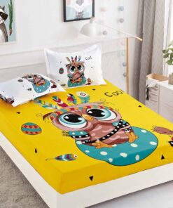 Husa de pat cu elastic,3D,Bumbac Finet, pentru pat de 2 persoane + 2 fete de perna JOJO Home