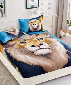 Husa de pat cu elastic,3D,Bumbac Finet, pentru pat de 2 persoane + 2 fete de perna JOJO Home