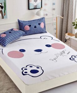 Husa de pat cu elastic,3D,Bumbac Finet, pentru pat de 2 persoane + 2 fete de perna JOJO Home