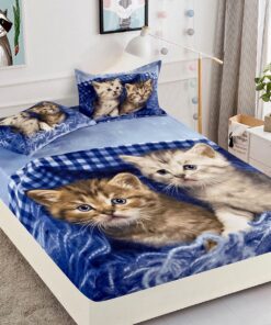 Husa de pat cu elastic,3D,Bumbac Finet, pentru pat de 2 persoane + 2 fete de perna JOJO Home