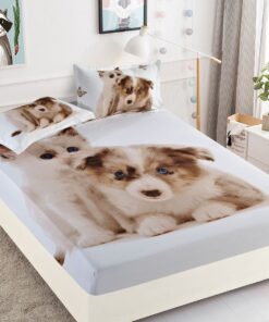 Husa de pat cu elastic,3D,Bumbac Finet, pentru pat de 2 persoane + 2 fete de perna JOJO Home
