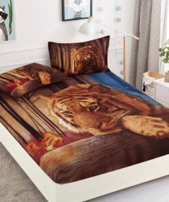 Husa de pat cu elastic,3D,Bumbac Finet, pentru pat de 2 persoane + 2 fete de perna JOJO Home