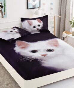 Husa de pat cu elastic,3D,Bumbac Finet, pentru pat de 2 persoane + 2 fete de perna JOJO Home