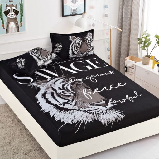 Husa de pat cu elastic,3D,Bumbac Finet, pentru pat de 2 persoane + 2 fete de perna JOJO Home