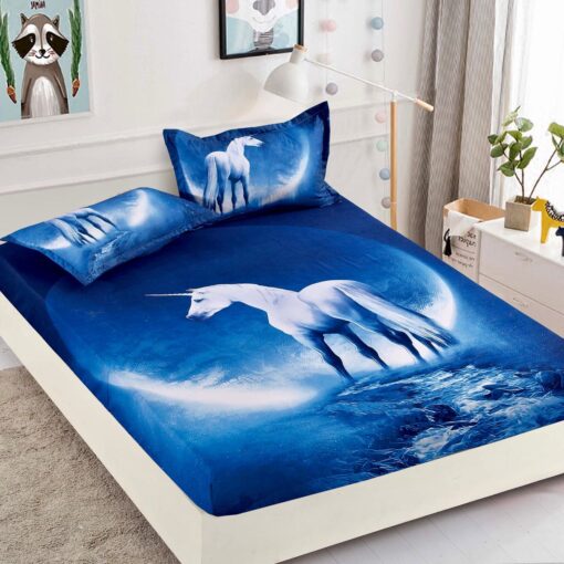Husa de pat cu elastic,3D,Bumbac Finet, pentru pat de 2 persoane + 2 fete de perna JOJO Home