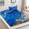 Husa de pat cu elastic,3D,Bumbac Finet, pentru pat de 2 persoane + 2 fete de perna JOJO Home
