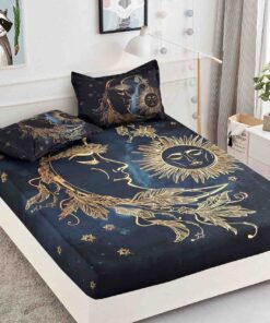 Husa de pat cu elastic,3D,Bumbac Finet, pentru pat de 2 persoane + 2 fete de perna JOJO Home