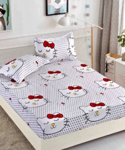 Husa de pat cu elastic,Bumbac Finet,Pentru pat de 1 persoana + 2 fete de perna, JOJO Home