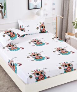 Husa de pat cu elastic,Bumbac Finet,Pentru pat de 1 persoana + 2 fete de perna, JOJO Home