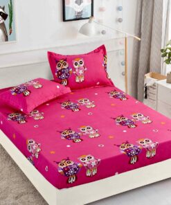 Husa de pat cu elastic,Bumbac Finet,Pentru pat de 1 persoana + 2 fete de perna, JOJO Home