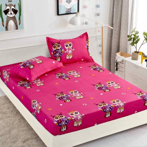 Husa de pat cu elastic,Bumbac Finet,Pentru pat de 1 persoana + 2 fete de perna, JOJO Home