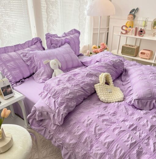 Lenjerie de pat Bumbac,Creponata,6 piese,JOJO Home - imagine 2
