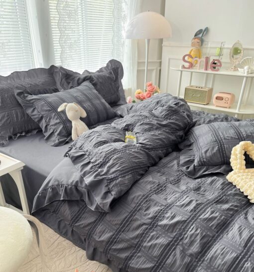 Lenjerie de pat Bumbac,Creponata,6 piese,JOJO Home - imagine 2