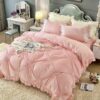 Set Lenjerie de Pat din Catifea, Cu Broderie, 4 Piese, Pat 2 Persoane, JOJO Home