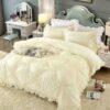 Set Lenjerie de Pat din Catifea, Cu Broderie, 4 Piese, Pat 2 Persoane, JOJO Home