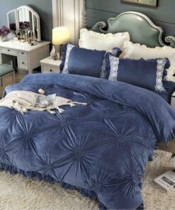Set Lenjerie de Pat din Catifea, Cu Broderie, 4 Piese, Pat 2 Persoane, JOJO Home