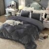 Set Lenjerie de Pat din Catifea, Cu Broderie, 4 Piese, Pat 2 Persoane, JOJO Home