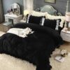 Set Lenjerie de Pat din Catifea, Cu Broderie, 4 Piese, Pat 2 Persoane, JOJO Home