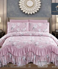 Cuvertura de Pat cu Volanase din Finet, 3 piese,JOJO Home