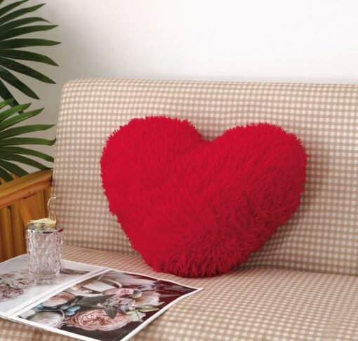 Perna Decorativa Pufoasa, Microfibra Plusata, Model Inima,JOJO Home