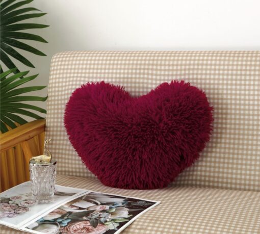 Perna Decorativa Pufoasa, Microfibra Plusata, Model Inima,JOJO Home