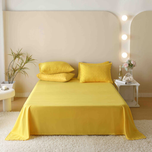 Lenjerie pat dublu, JACQUARD FINETAT, 6 piese,Galben intens,JOJO Home - imagine 8