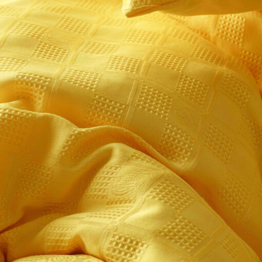 Lenjerie pat dublu, JACQUARD FINETAT, 6 piese,Galben intens,JOJO Home - imagine 7