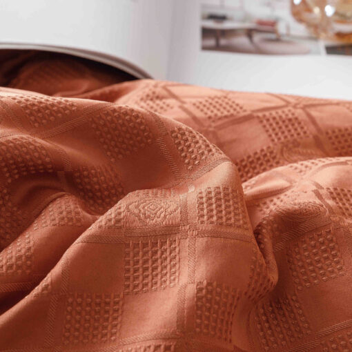 Lenjerie pat dublu, JACQUARD FINETAT, 6 piese,Maro,JOJO Home - imagine 4