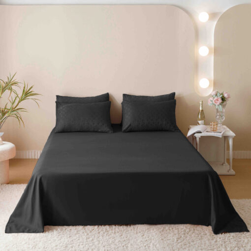 Lenjerie pat dublu, JACQUARD FINETAT, 6 piese,Negru,JOJO Home - imagine 7