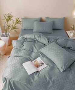 Lenjerie pat dublu, JACQUARD FINETAT, 6 piese,Gri deschis,JOJO Home