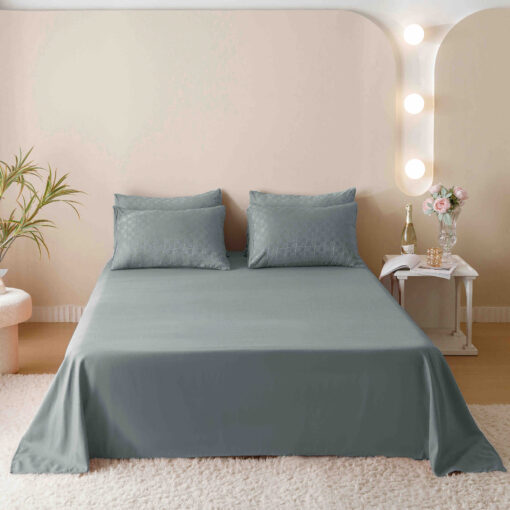 Lenjerie pat dublu, JACQUARD FINETAT, 6 piese,Gri deschis,JOJO Home - imagine 9
