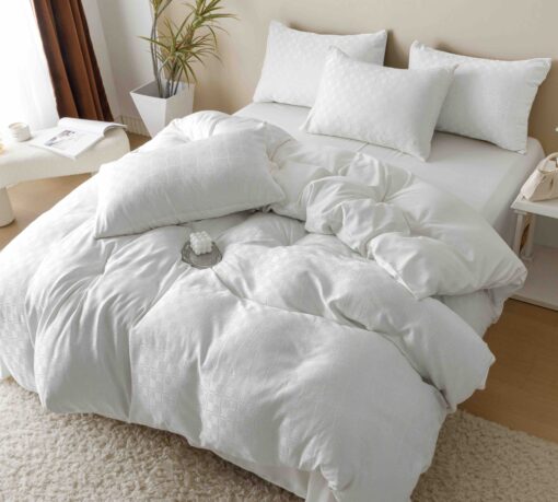 Lenjerie pat dublu, JACQUARD FINETAT, 6 piese,Alb,JOJO Home - imagine 2