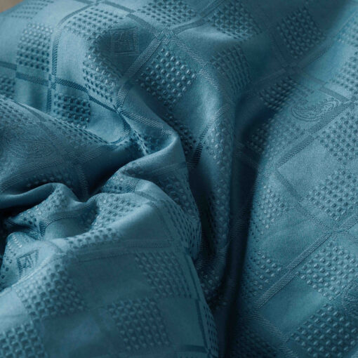 Lenjerie pat dublu, JACQUARD FINETAT, 6 piese,Albastru,JOJO Home - imagine 5