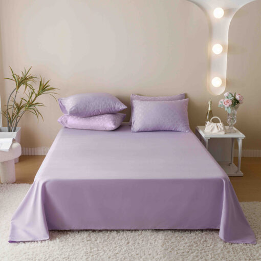 Lenjerie pat dublu, JACQUARD FINETAT, 6 piese,Lila,JOJO Home - imagine 8