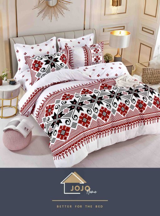 Lenjerie de pat Bumbac Finet 6 piese,Motiv Traditional,JOJO Home
