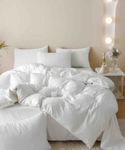 Lenjerie pat dublu, JACQUARD FINETAT, 6 piese,Alb,JOJO Home