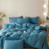 Lenjerie pat dublu, JACQUARD FINETAT, 6 piese,Albastru,JOJO Home