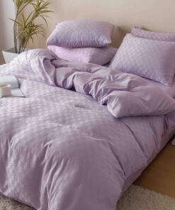 Lenjerie pat dublu, JACQUARD FINETAT, 6 piese,Lila,JOJO Home
