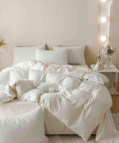 Lenjerie pat dublu, JACQUARD FINETAT, 6 piese,Crem,JOJO Home