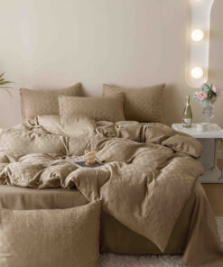 Lenjerie pat dublu, JACQUARD FINETAT, 6 piese,Bej,JOJO Home