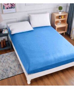 Husa de pat cu elastic Damasc, Bumbac 100%, Bleu, Pat 2 Persoane JOJO Home