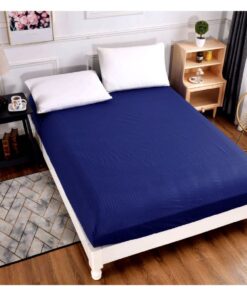 Husa de pat cu elastic Damasc, Bumbac 100%, Bleumarin, Pat 2 Persoane JOJO Home