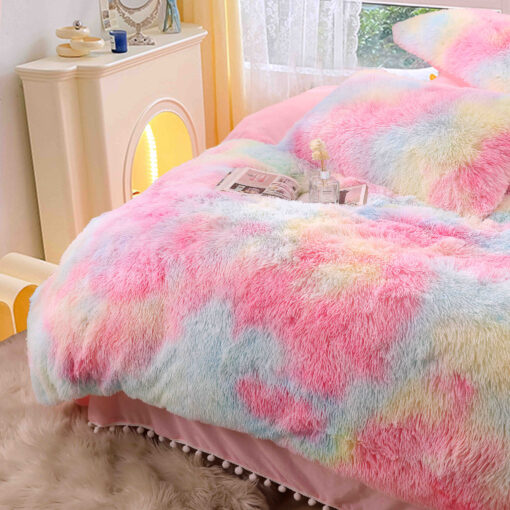 Lenjerie Cocolino Fluffy cu Ciucuri Super Pufoasa, 6 Piese, Multicolor, JOJO Home - imagine 2