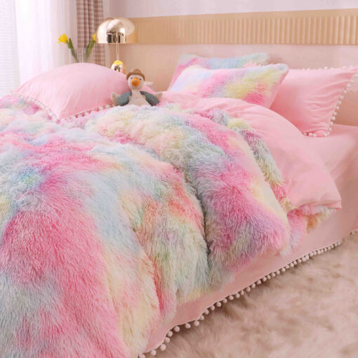 Lenjerie Cocolino Fluffy cu Ciucuri Super Pufoasa, 6 Piese, Multicolor, JOJO Home - imagine 3