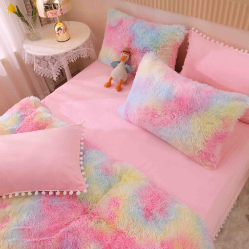 Lenjerie Cocolino Fluffy cu Ciucuri Super Pufoasa, 6 Piese, Multicolor, JOJO Home - imagine 4