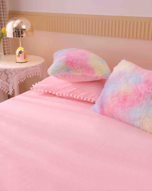 Lenjerie Cocolino Fluffy cu Ciucuri Super Pufoasa, 6 Piese, Multicolor, JOJO Home - imagine 5