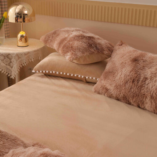 Lenjerie Cocolino Fluffy cu Ciucuri Super Pufoasa, 6 Piese, Maro, JOJO Home - imagine 5