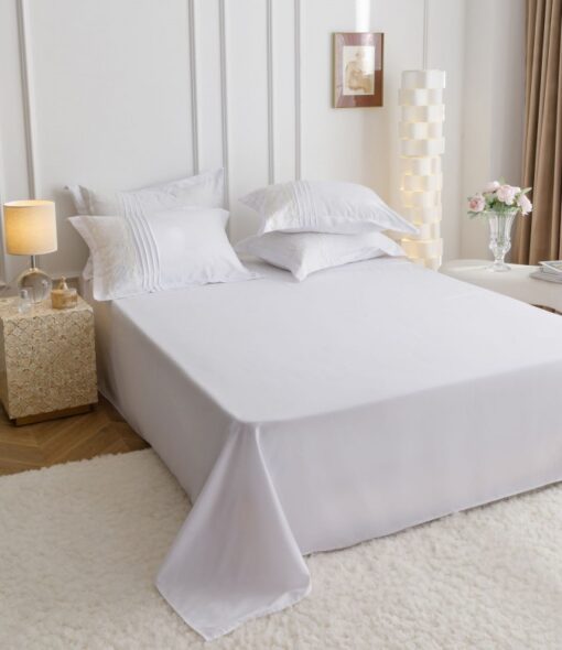 Lenjerie pat dublu, BUMBAC Soft Touch, 6 piese, cu INIMI BRODATE, JOJO Home, Alb - imagine 5