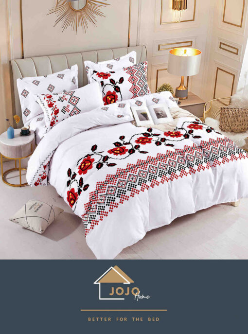 Lenjerie de pat Finet 4 piese, 1 Persoana,Motive Traditionale,JOJO Home